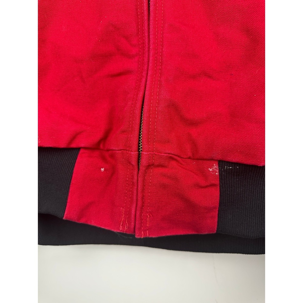 Carhartt Distressed Red Lined Hooded Jacket USA Coat *Company Logo XL Tall - Picture 13 of 15